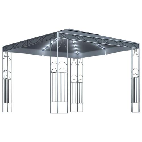 Pavillon med LED-lyskæder 300x300 cm antracitgrå