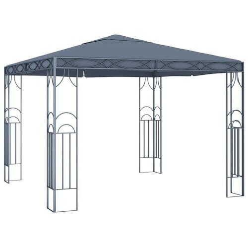 Pavillon med LED-lyskæder 300x300 cm antracitgrå