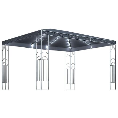 Pavillon med LED-lyskæder 400x300 cm antracitgrå