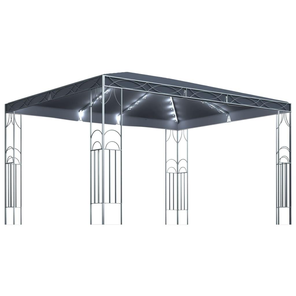 Pavillon med LED-lyskæder 400x300 cm antracitgrå