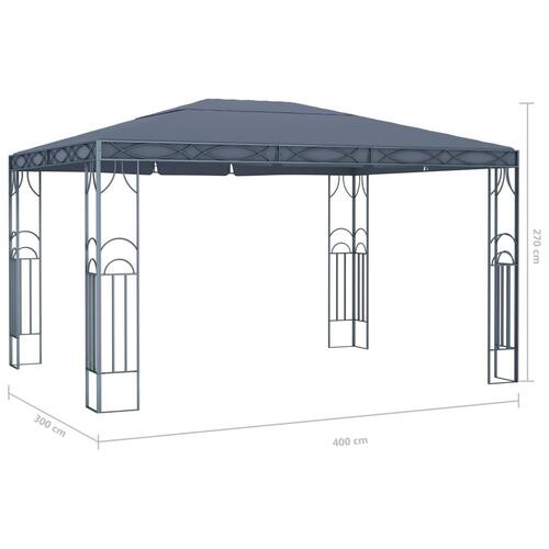 Pavillon med LED-lyskæder 400x300 cm antracitgrå