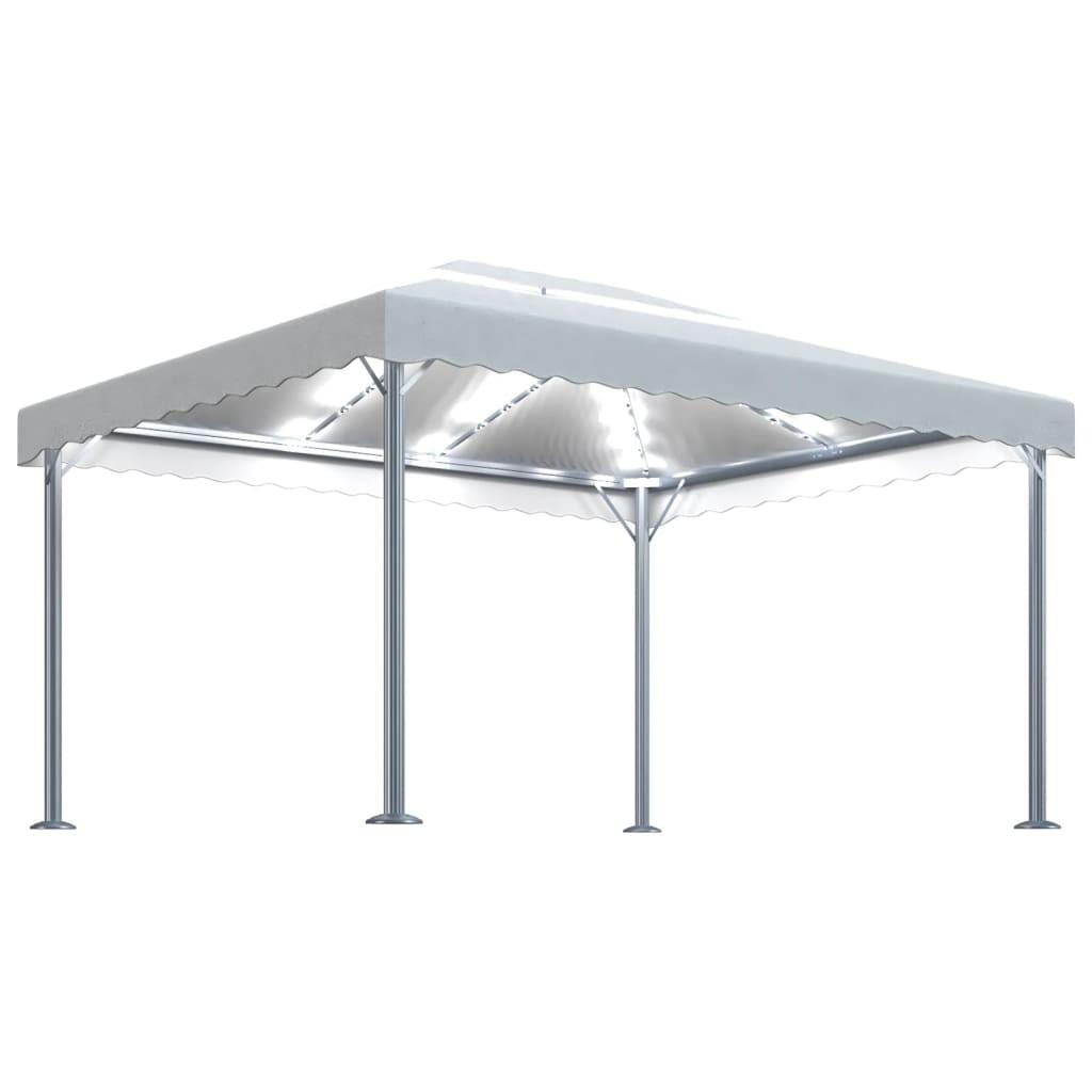 Pavillon med LED-lyskæder 400x300 cm aluminium cremefarvet billede