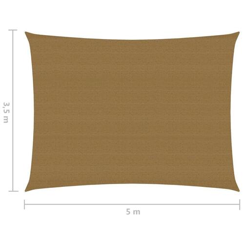 Solsejl 160 g/m² 3,5x5 m HDPE gråbrun