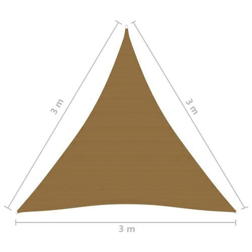 Solsejl 3x3x3 m 160 g/m² HDPE gråbrun