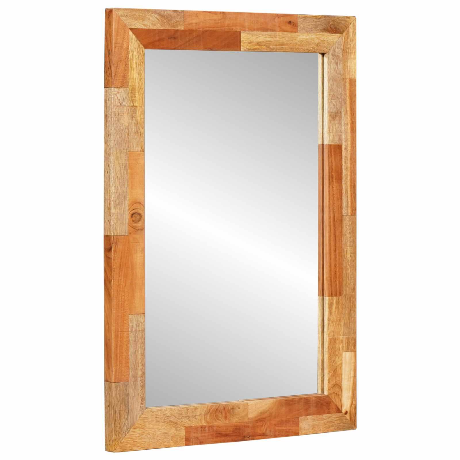 Badeværelsesspejl Naturfarvet 50 x 70 x 3 cm Massivt mangotræ billede
