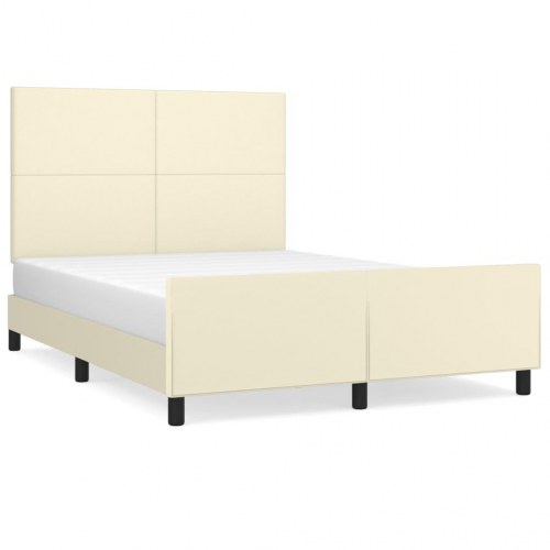 Sengeramme med sengegavl 140x190 cm i kunstlæder - creme