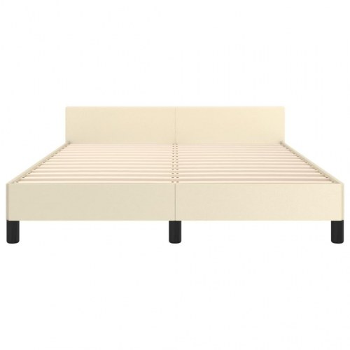 Sengeramme med sengegavl 140x190 cm i kunstlæder - creme