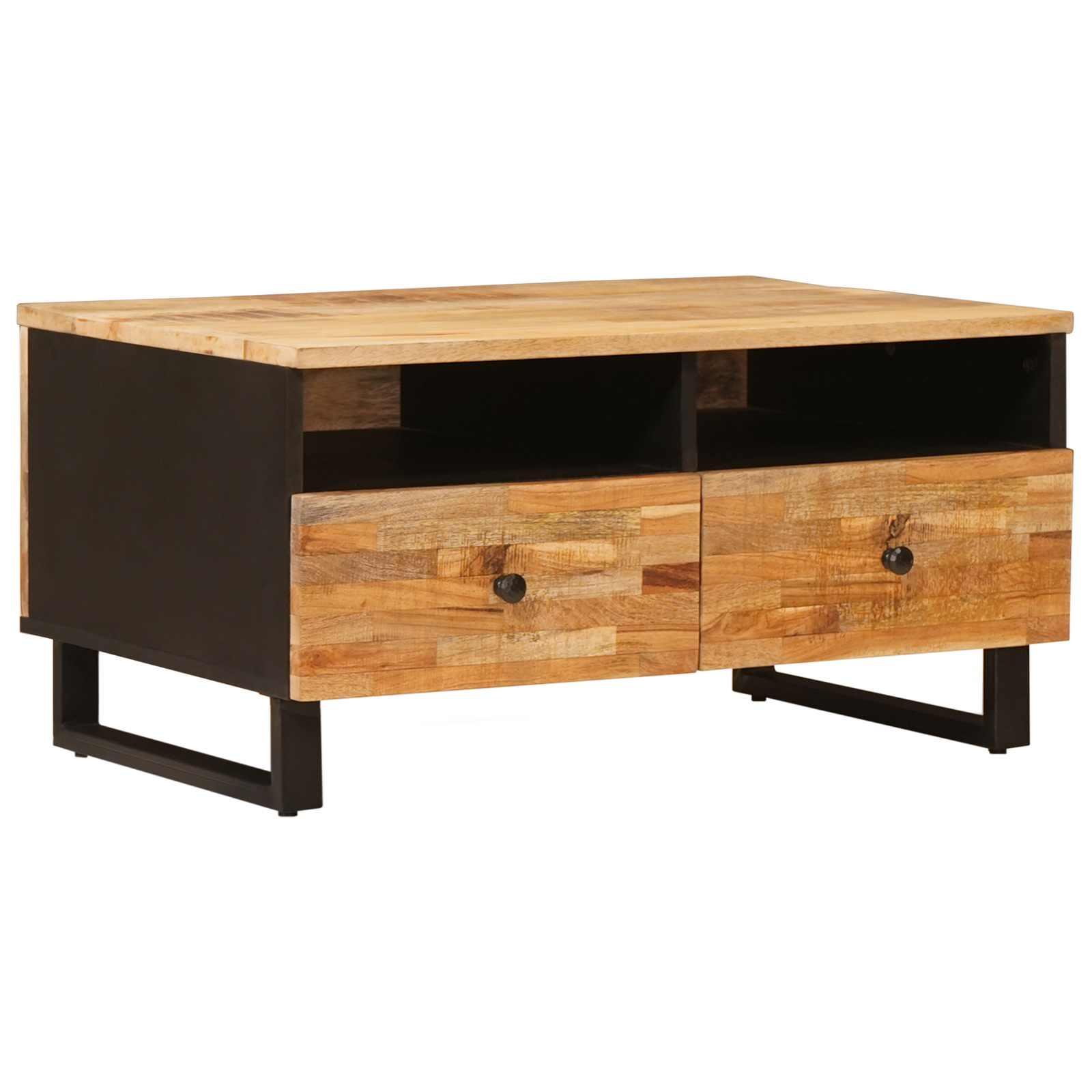 Sofabord med skuffe Brun 89 x 59,5 x 17 cm Massivt mangotræ billede