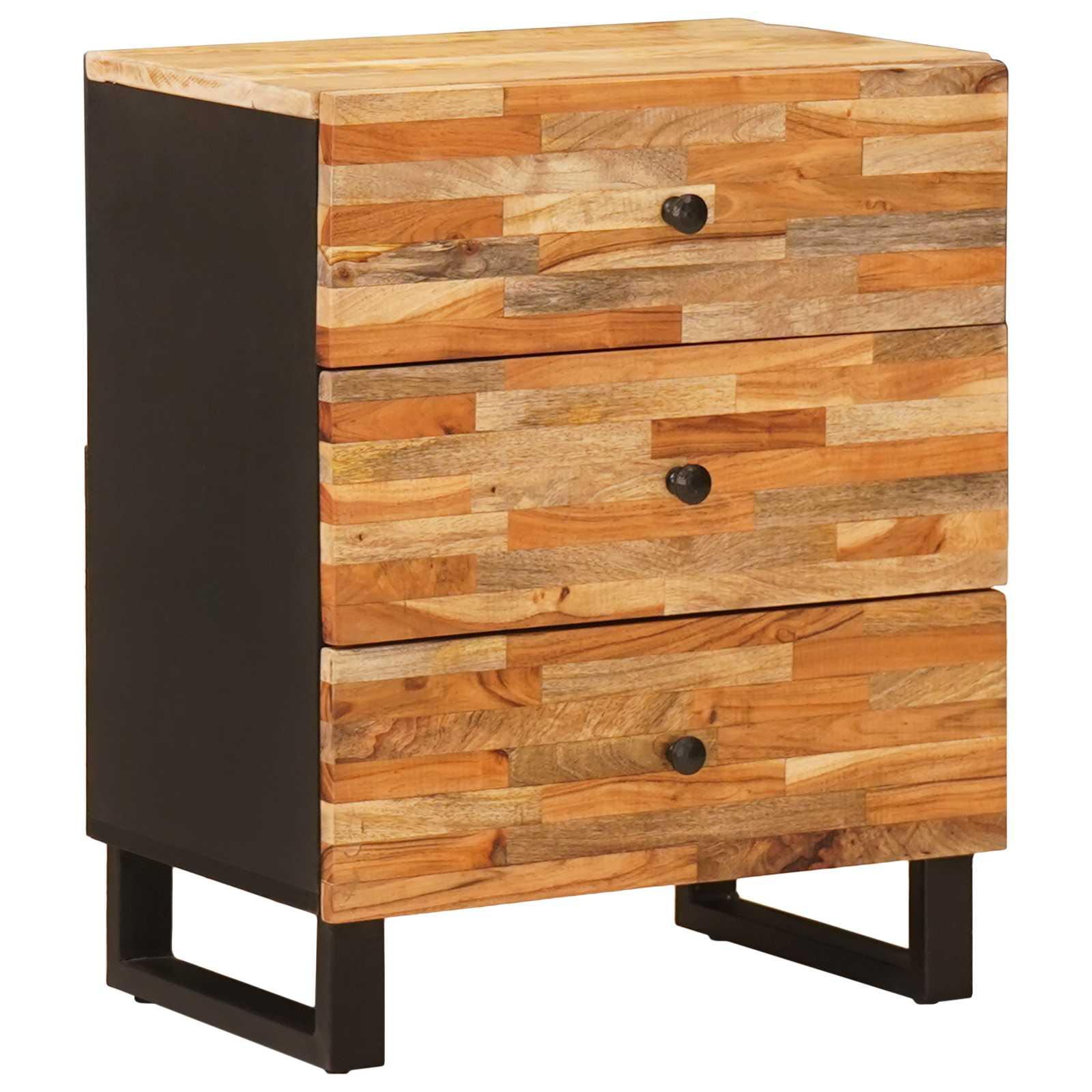 Sengekabinett med skuffe Brun 58 x 36 x 22 cm Massivt mangotræ billede