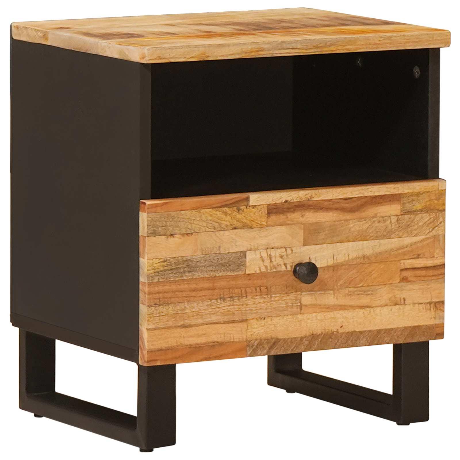 Sengekabinett med skuffe Brun 40 x 33 x 46 cm Massivt mangotræ billede