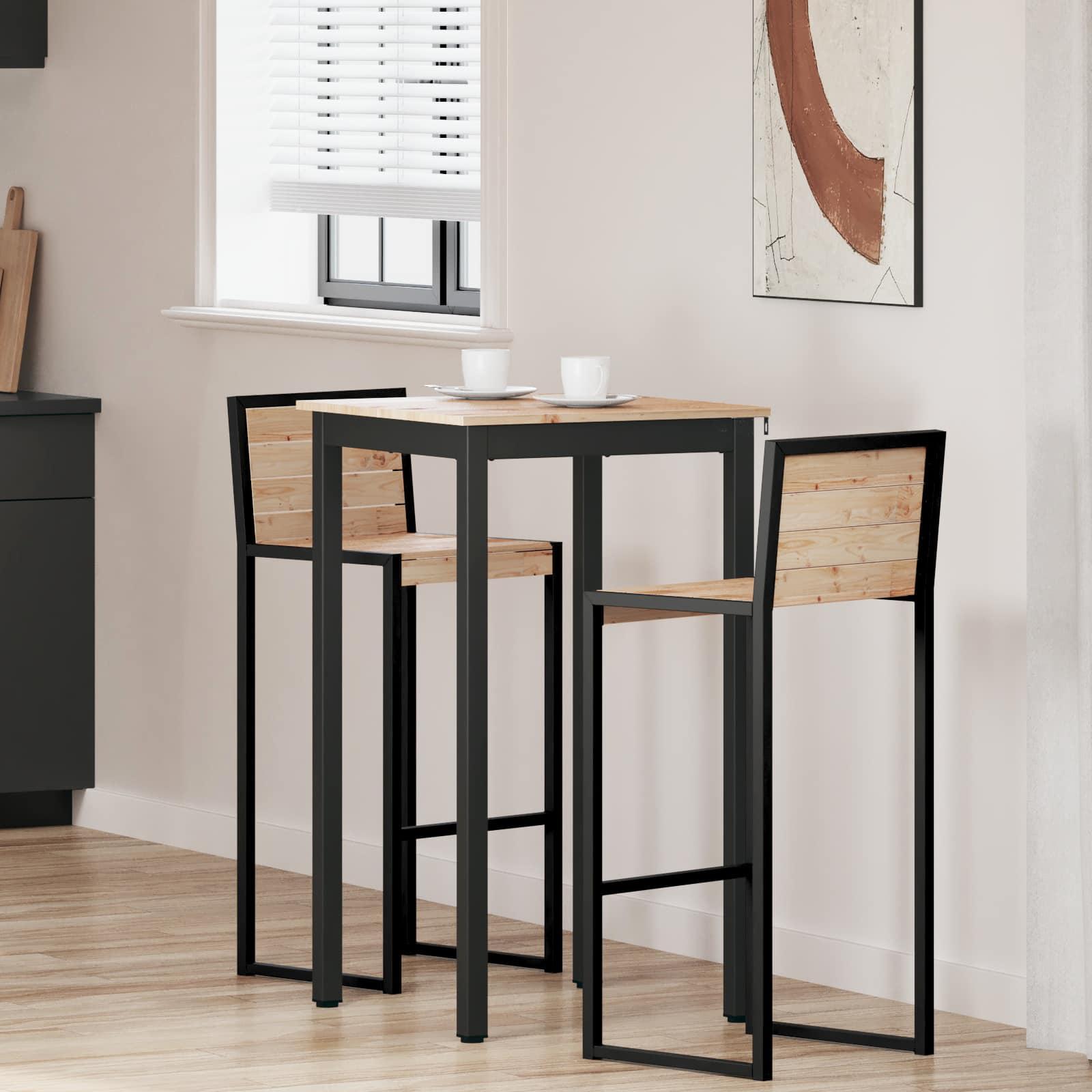 Barbord Naturfarvet 60 x 60 x 105 cm Massiv fyrretræ billede