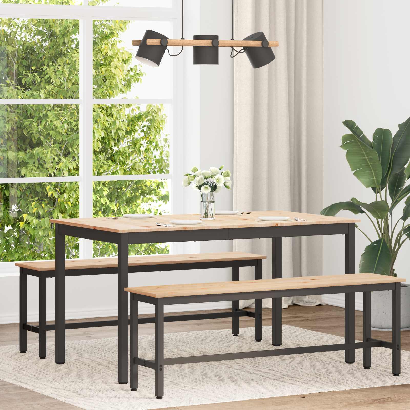 Spisebord Naturfarvet 140 x 80 x 75 cm Massiv fyrretræ billede