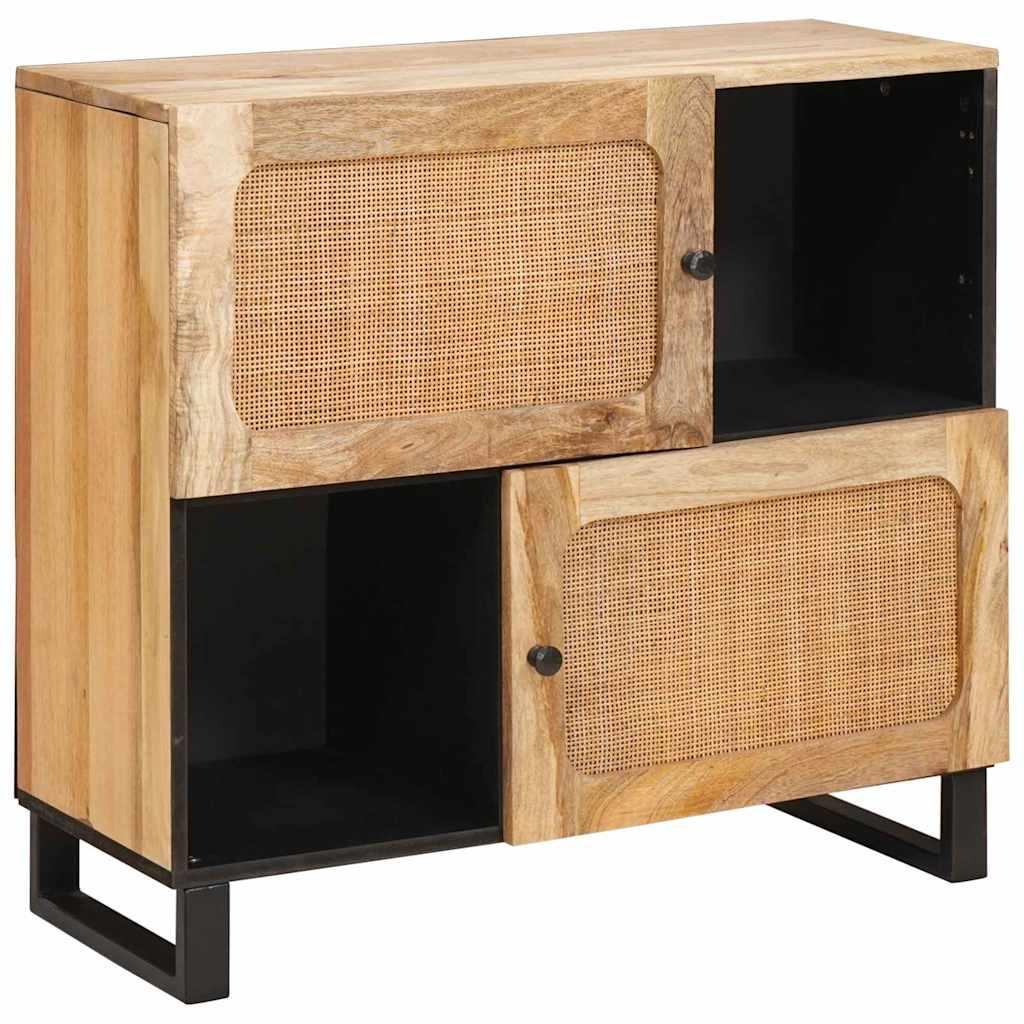 Sidebord med dør Brun 80 x 33,5 x 75 cm Massivt mangotræ billede