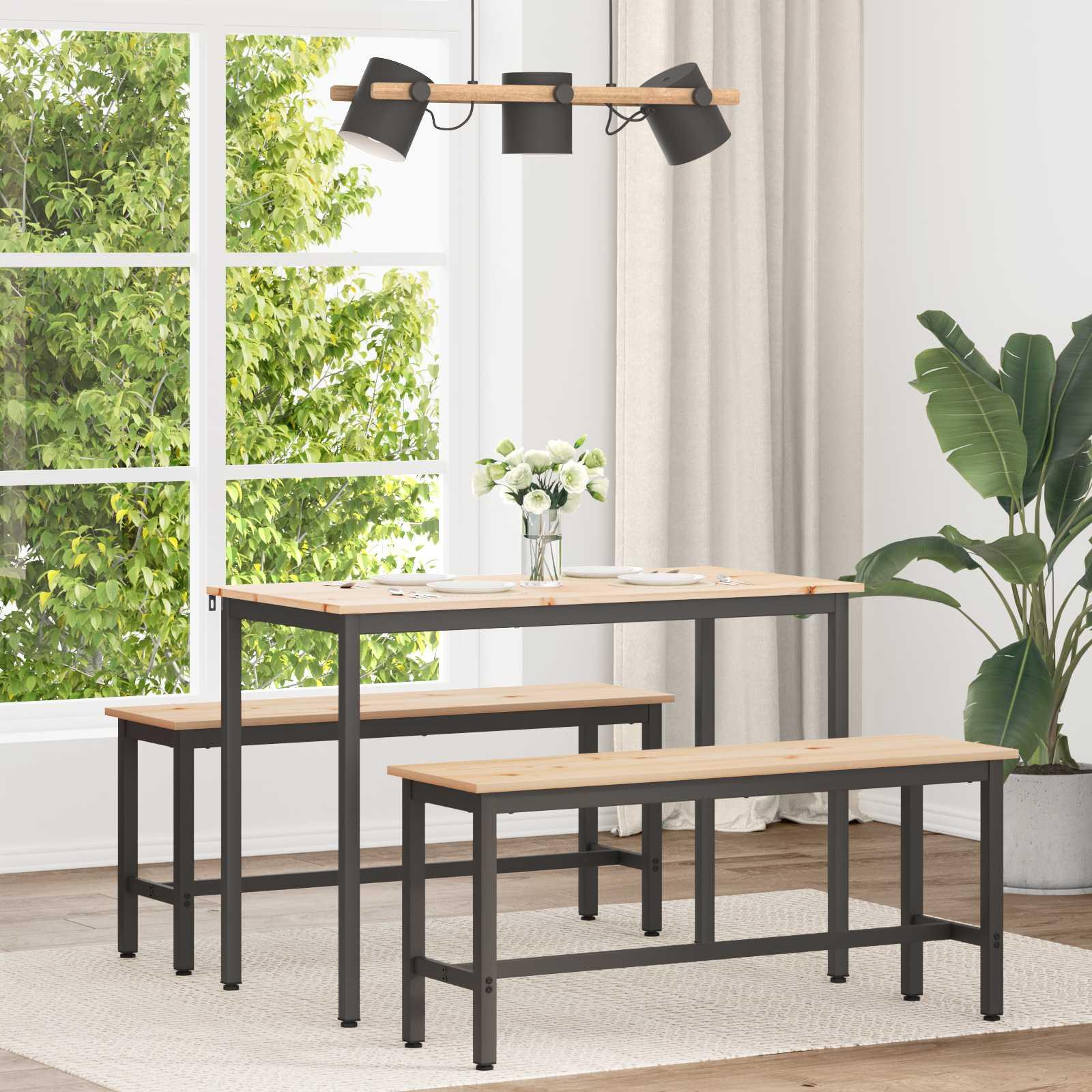 Spisebord Naturfarvet 110 x 55 x 75 cm Massiv fyrretræ billede