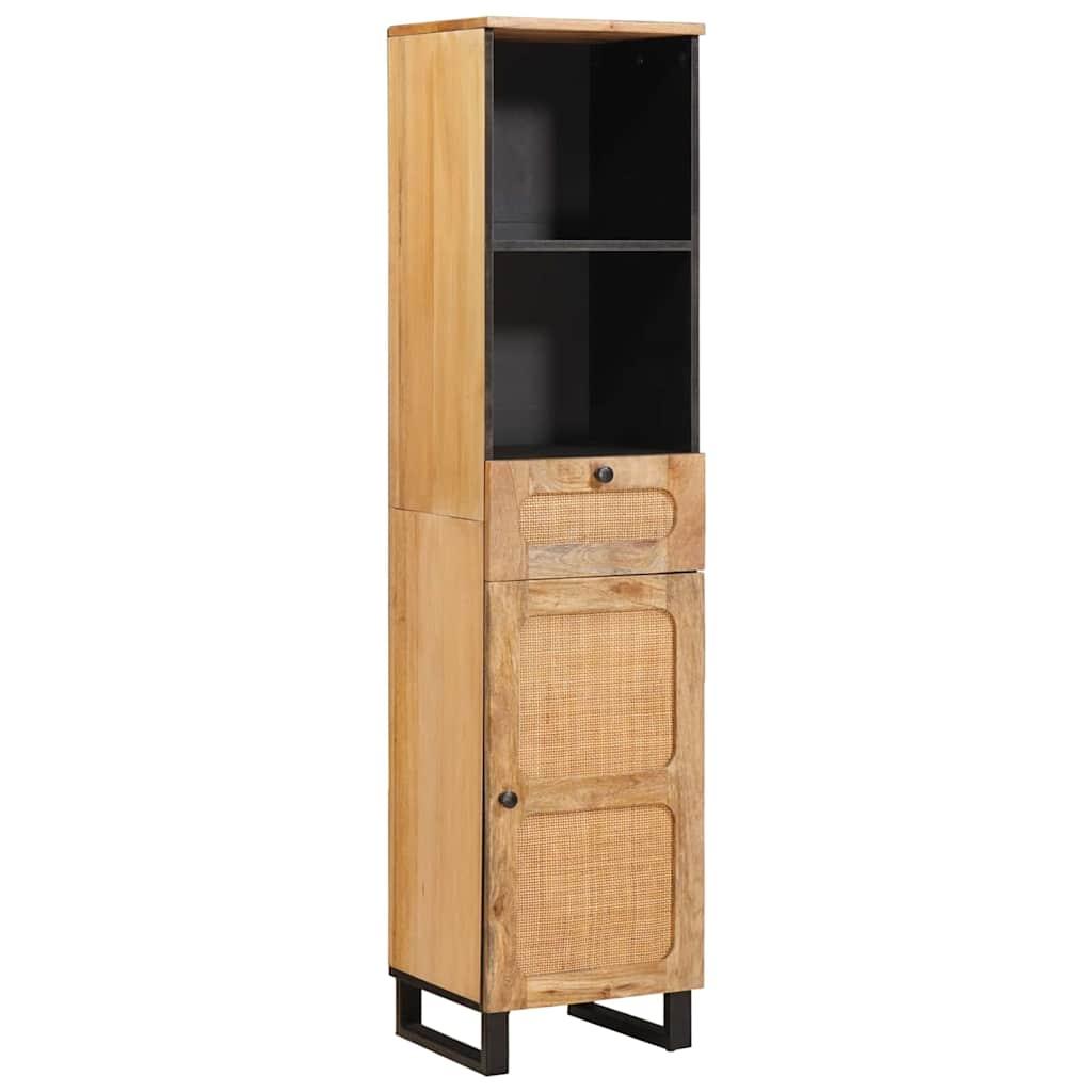 Badeværelsesskab med dør Brun 38 x 33 x 160 cm Massivt mangotræ billede
