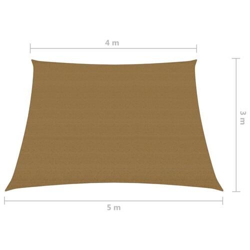 Solsejl 160 g/m² 4/5x3 m HDPE gråbrun