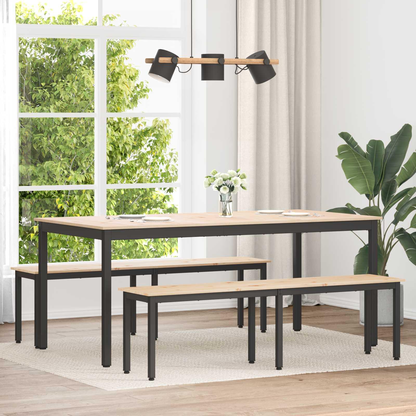 Bænk Naturfarvet 160 x 35 x 45 cm Massiv fyrretræ billede
