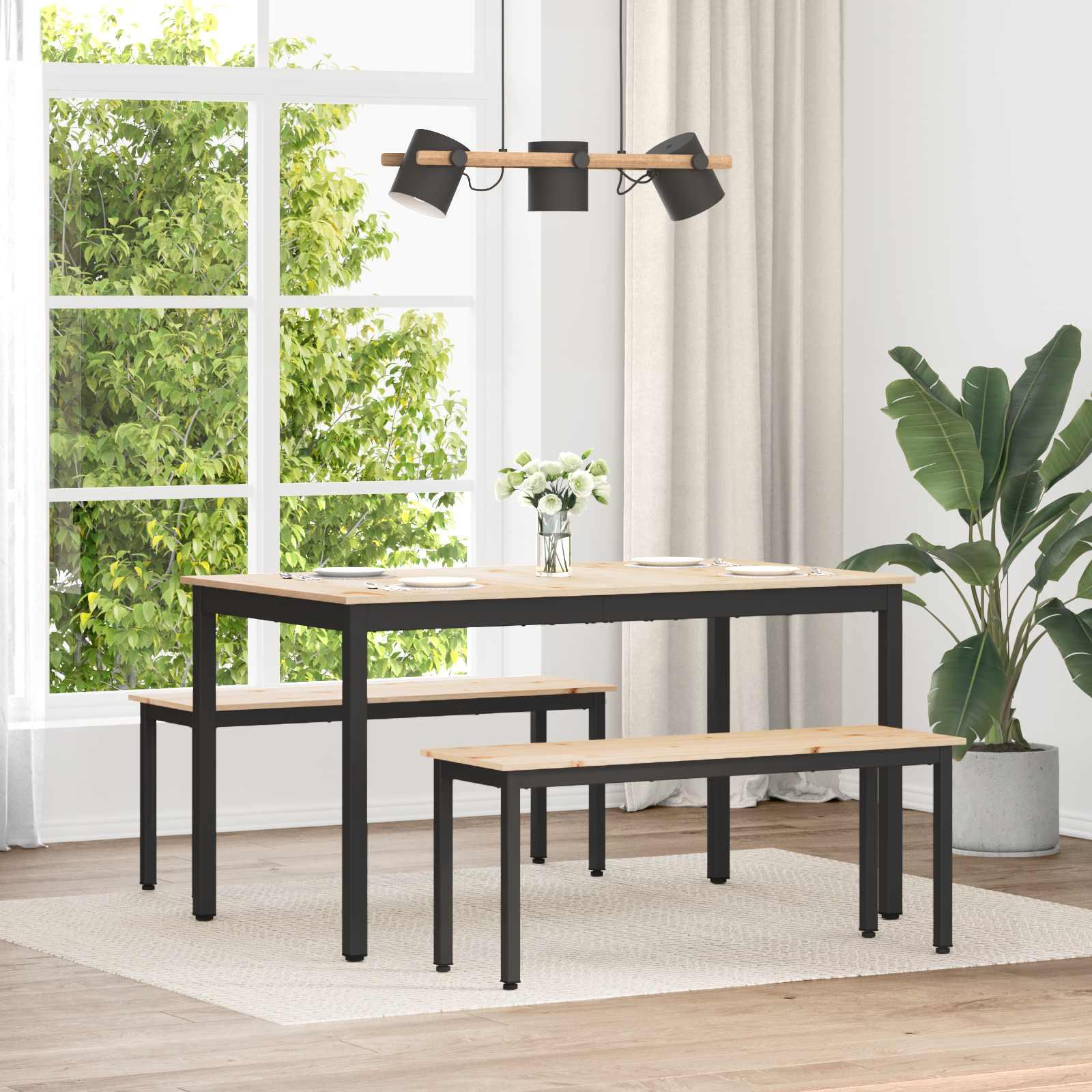 Bænk Naturfarvet 110 x 35 x 45 cm Massiv fyrretræ billede