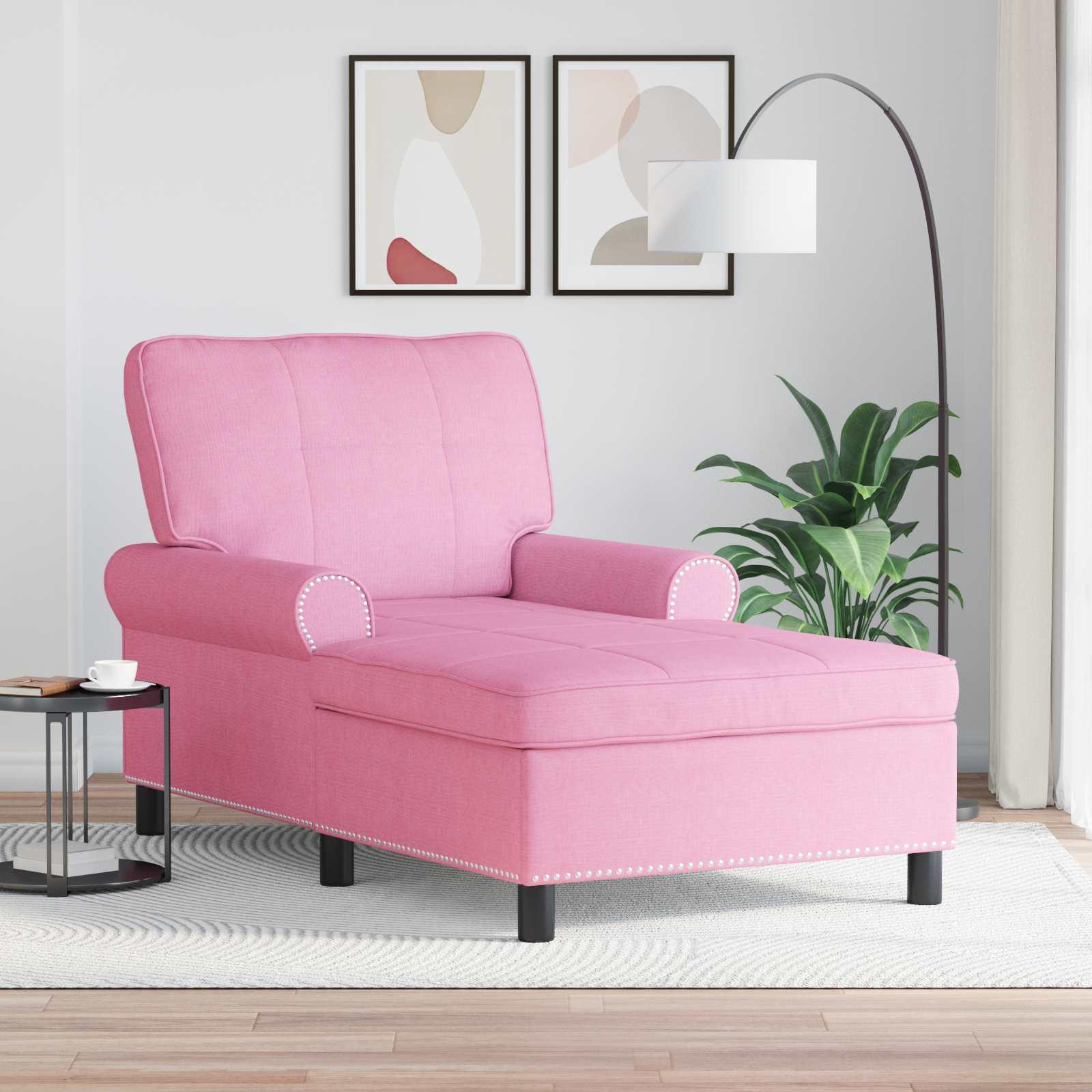 Chaise Lounge med pude Lyserød 91 x 157 x 91 cm Stof billede