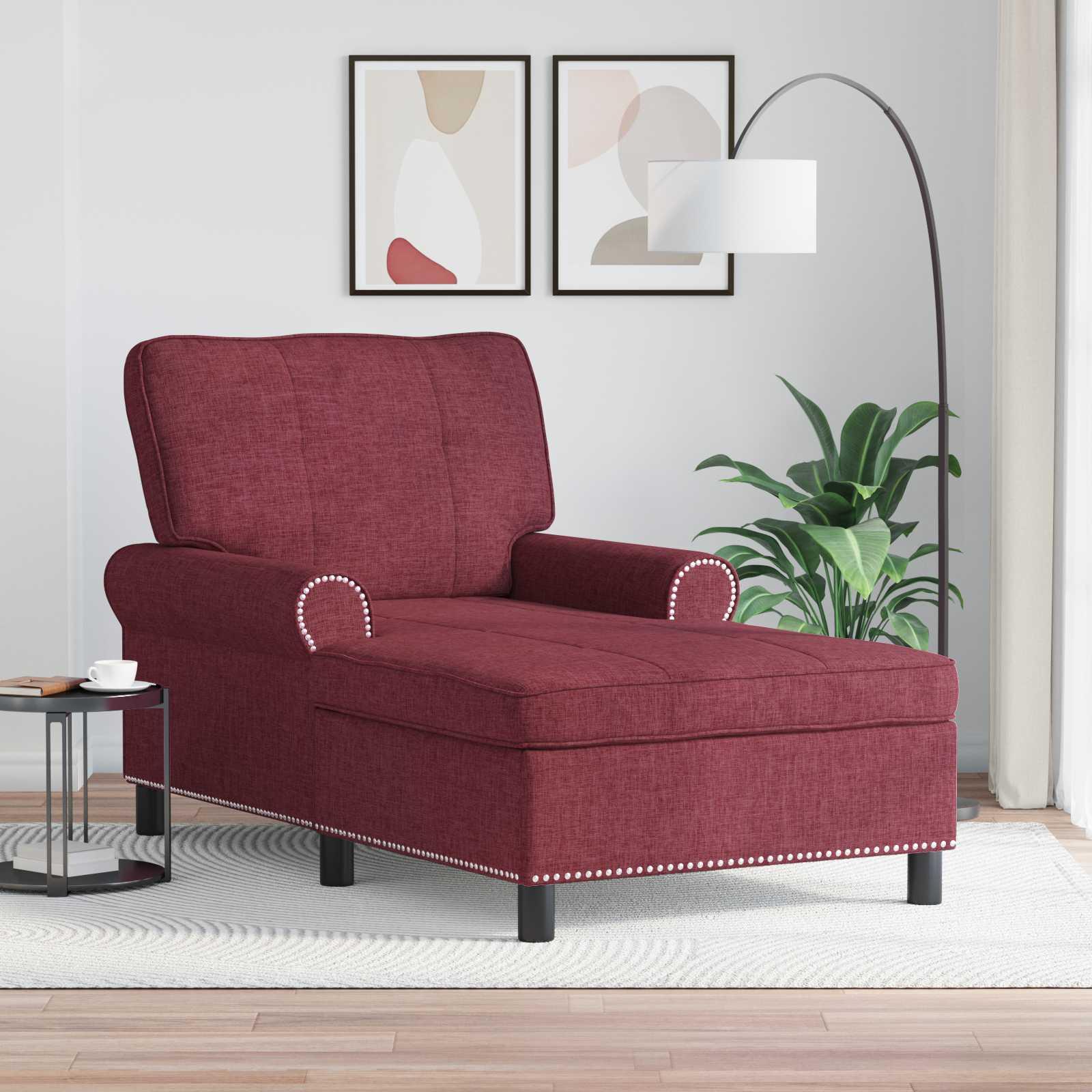 Chaise Lounge med pude Vinrød 91 x 157 x 91 cm Stof billede