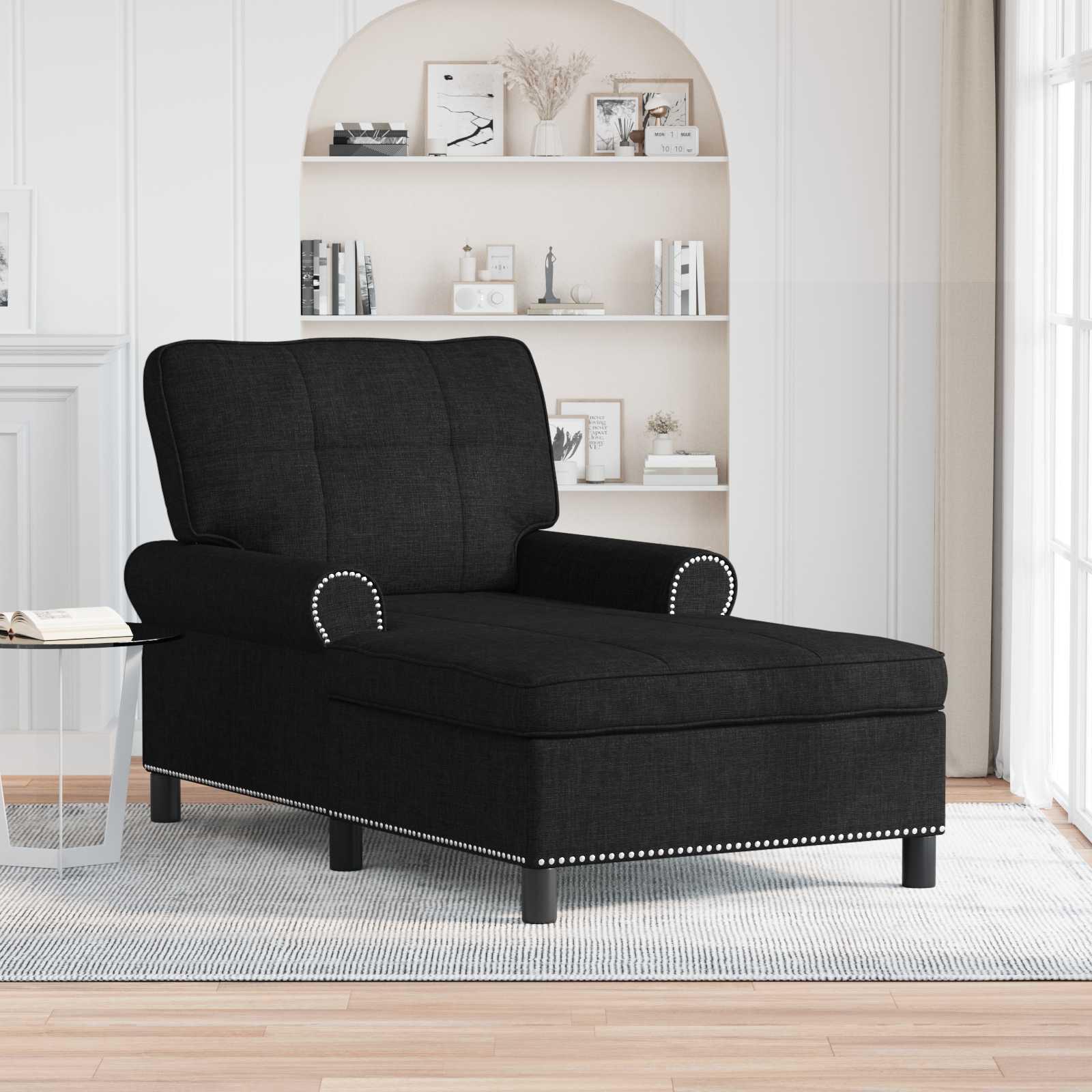 Chaise Lounge med pude Sort 91 x 157 x 91 cm Stof billede