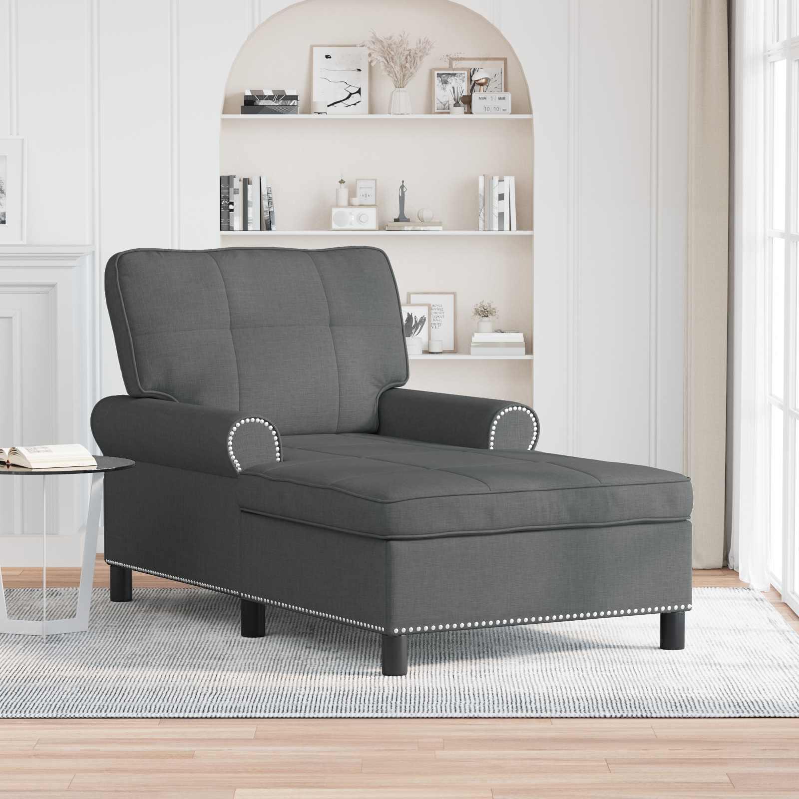 Chaise Lounge med pude Mørkegrå 91 x 157 x 91 cm Stof billede