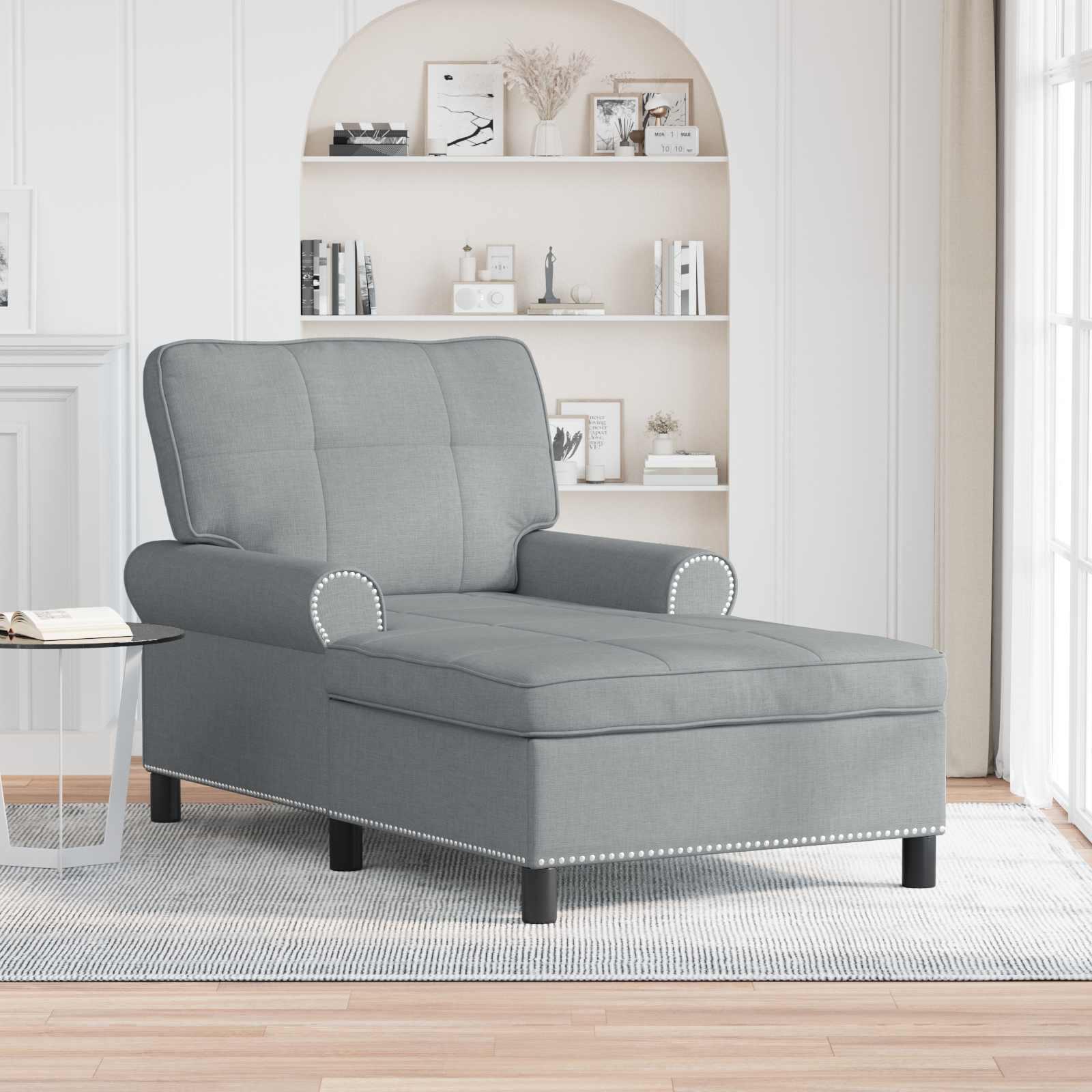 Chaise Lounge med pude Lysegrå 91 x 157 x 91 cm Stof billede
