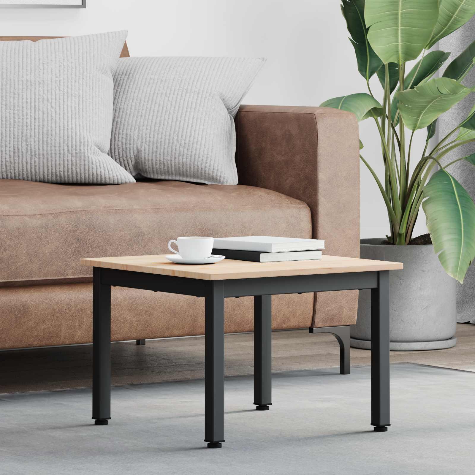 Sofabord Naturfarvet 50 x 50 x 36 cm Massiv fyrretræ billede