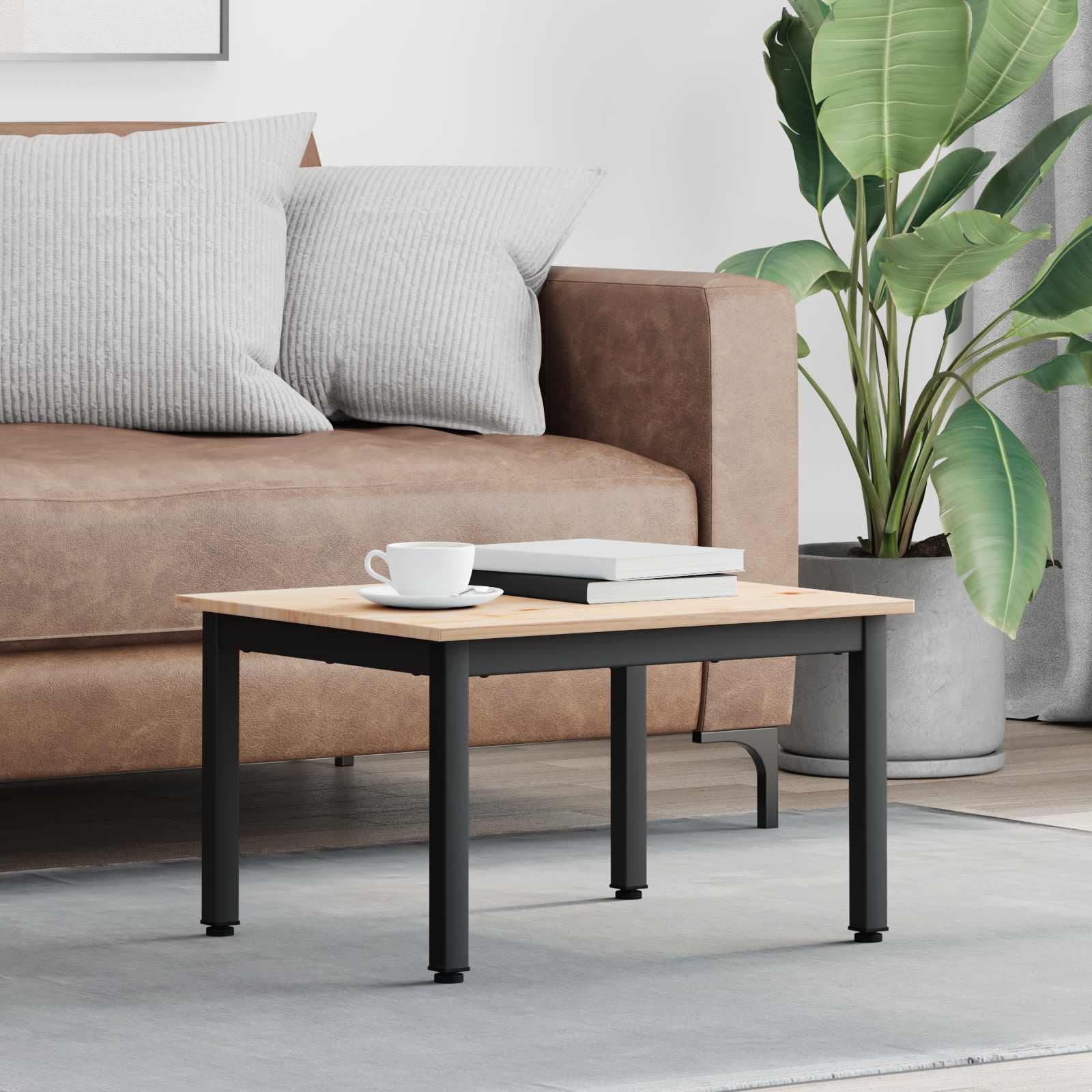 Sofabord Naturfarvet 60 x 50 x 36 cm Massiv fyrretræ billede