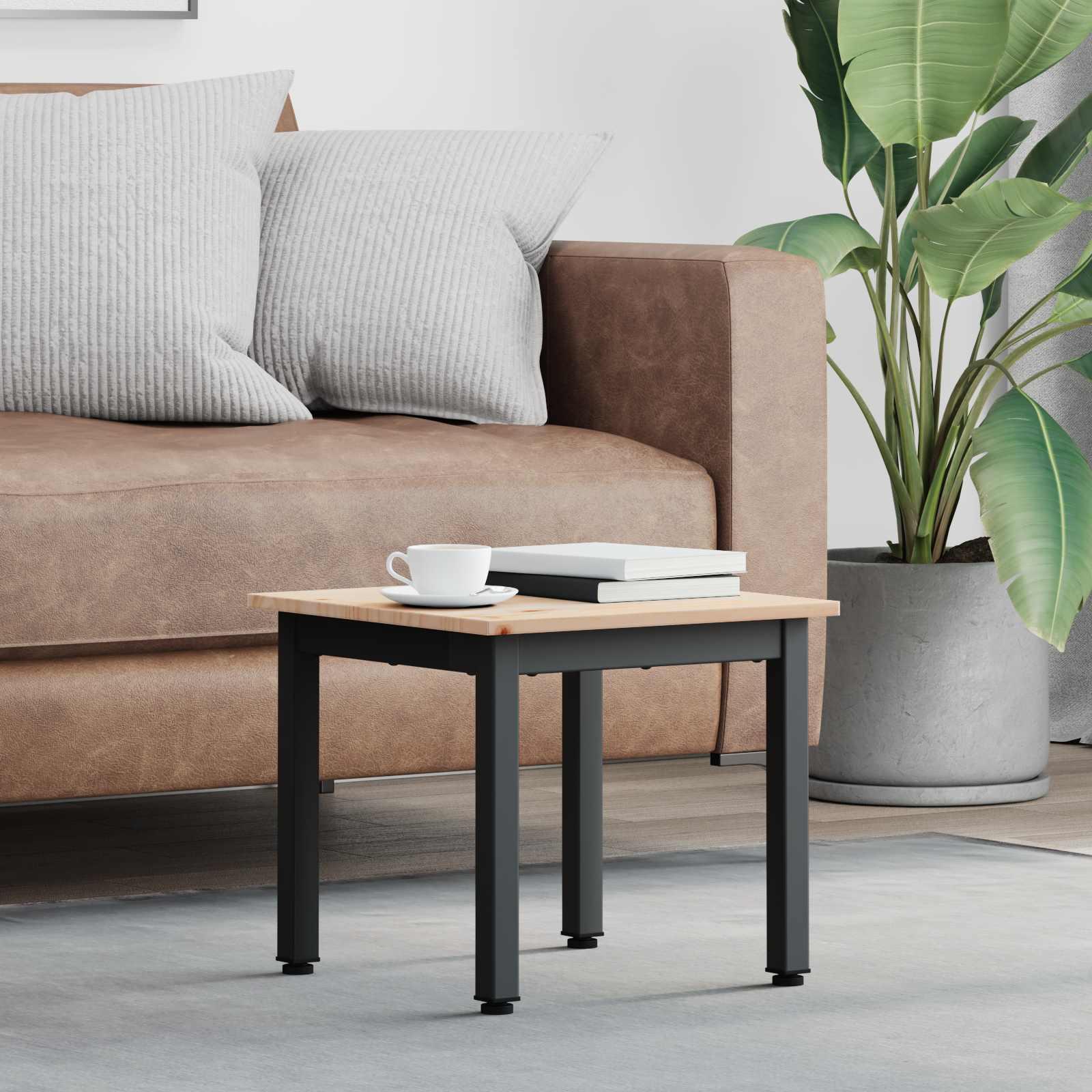 Sofabord Naturfarvet 40 x 40 x 36 cm Massiv fyrretræ billede
