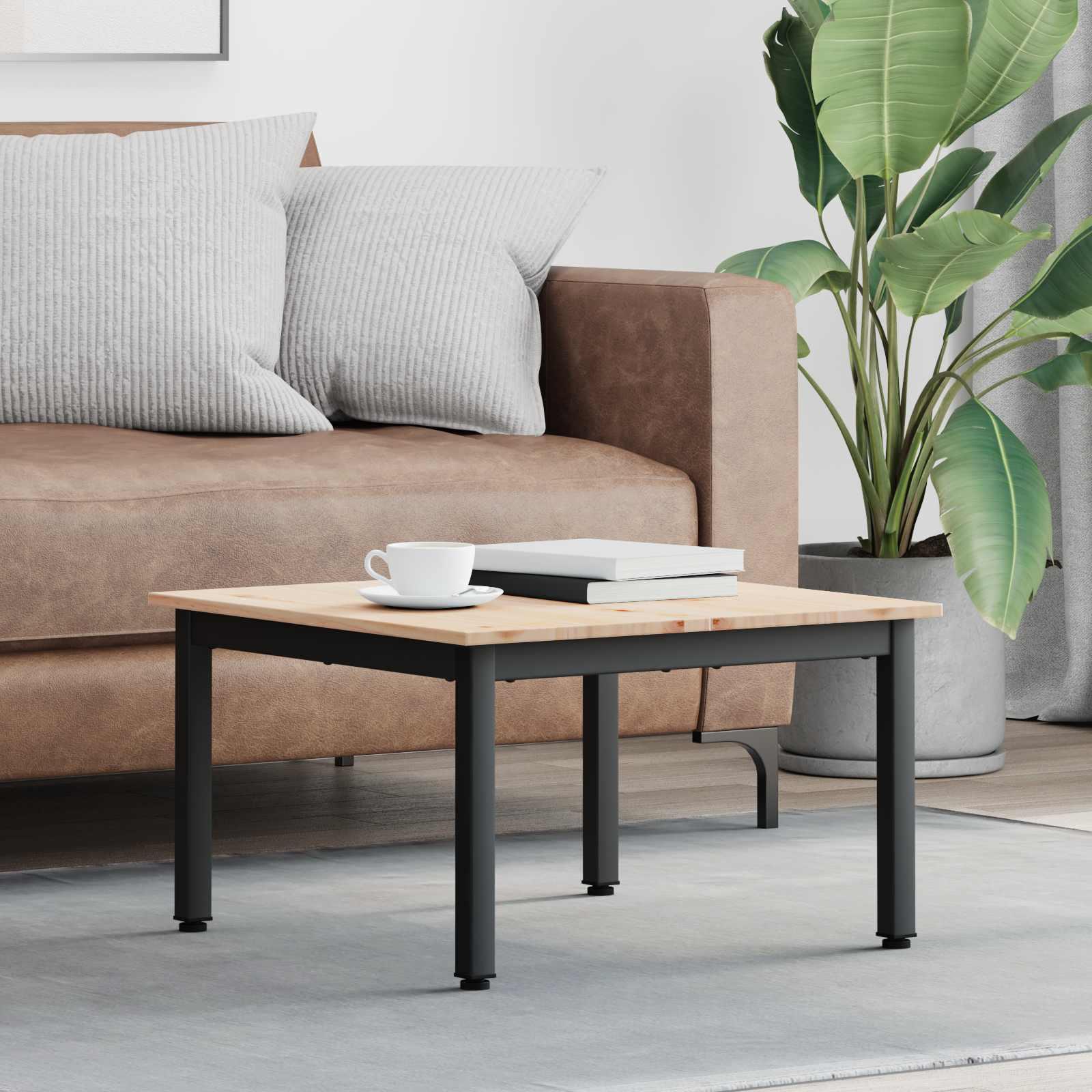 Sofabord Naturfarvet 60 x 60 x 36 cm Massiv fyrretræ billede