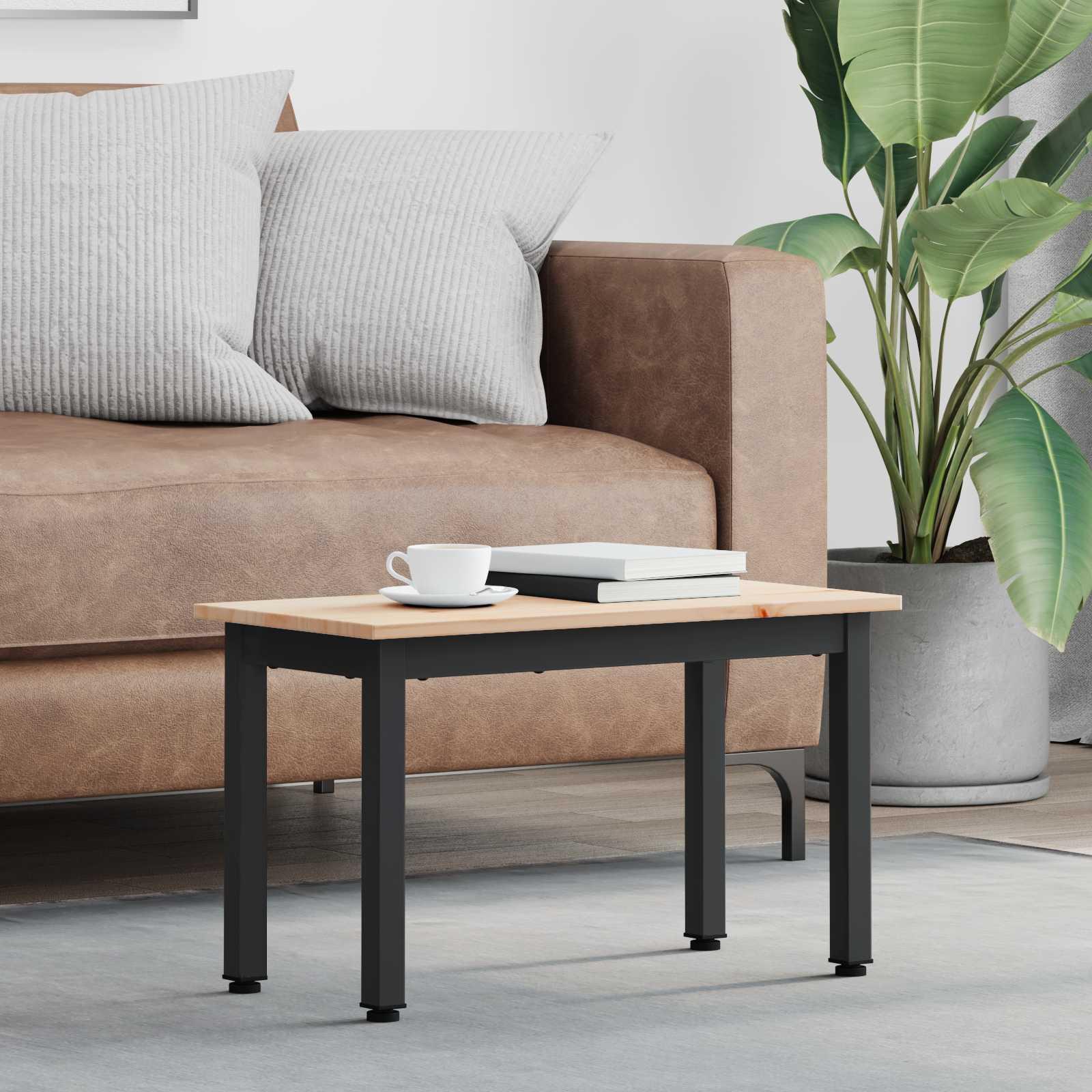 Sofabord Naturfarvet 60 x 30 x 36 cm Massiv fyrretræ billede