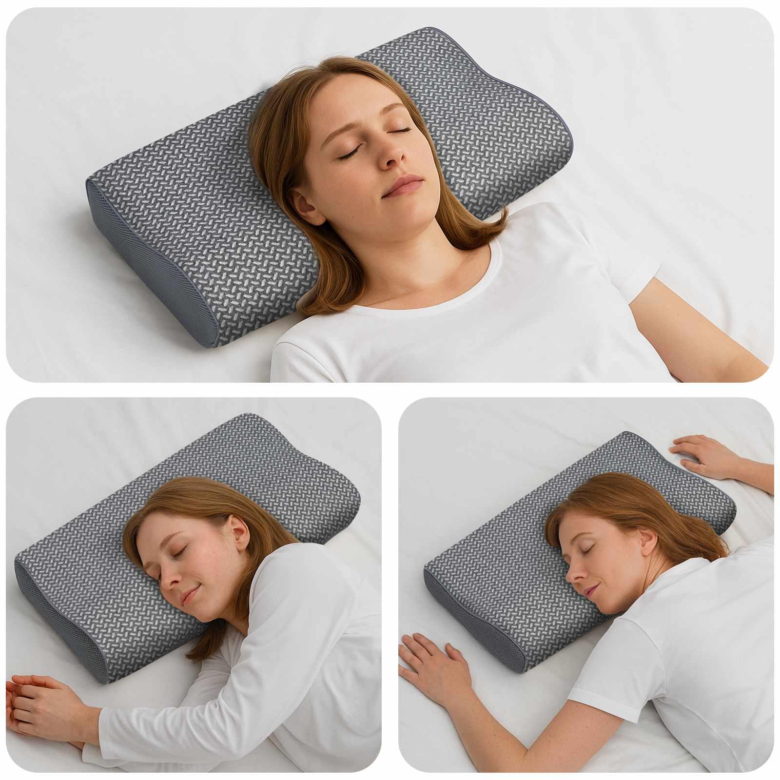 Hovedpude med pude Grå 60 x 34 x 11 cm Polyester billede