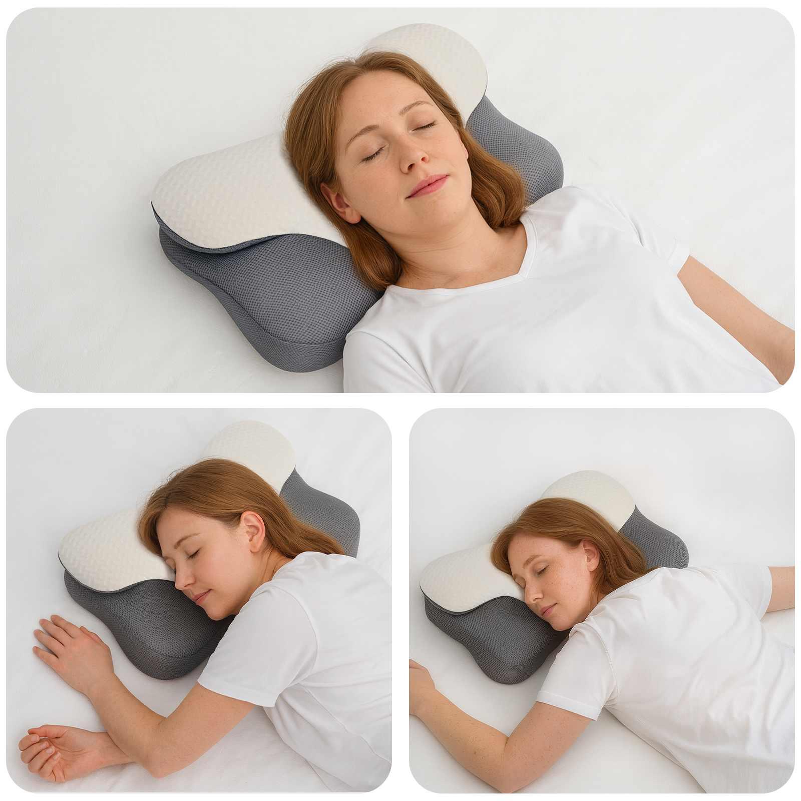 Hovedpude med pude Hvid 59 x 38 x 14 cm Polyester billede