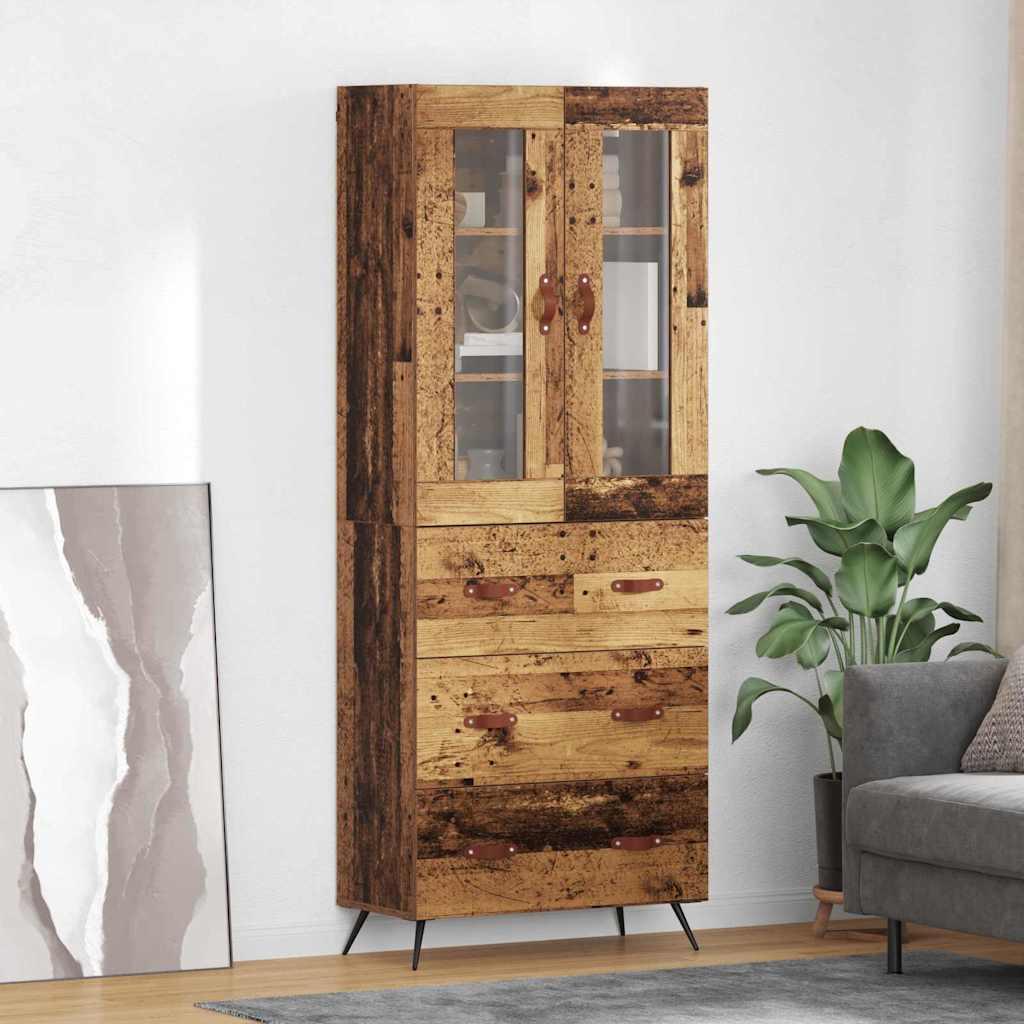 Highboard Skab Vægmonteret 2 stk Gammelt træ Konstrueret træ billede