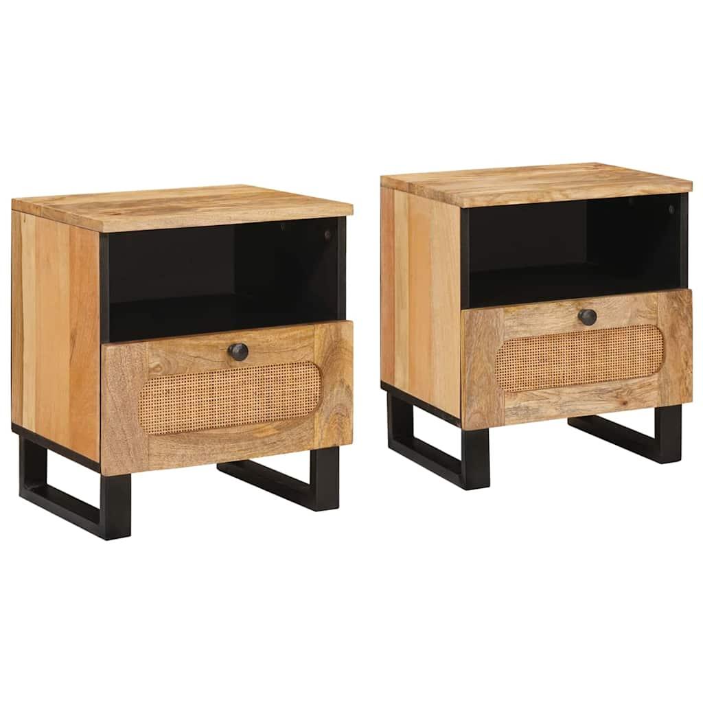 Natskab 2 stk Naturfarvet 40 x 33 x 46 cm Massivt mangotræ billede