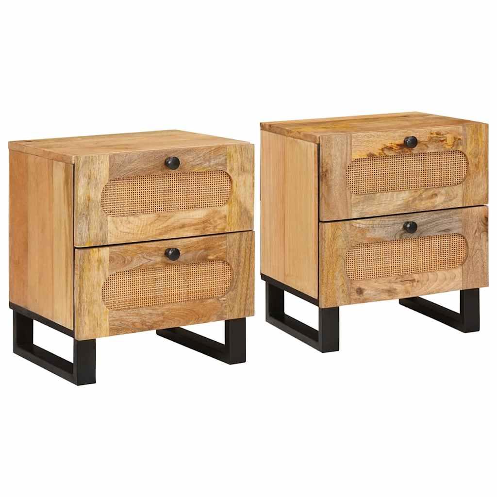 Natskab 2 stk Naturfarvet 40 x 33,5 x 46 cm Massivt mangotræ billede