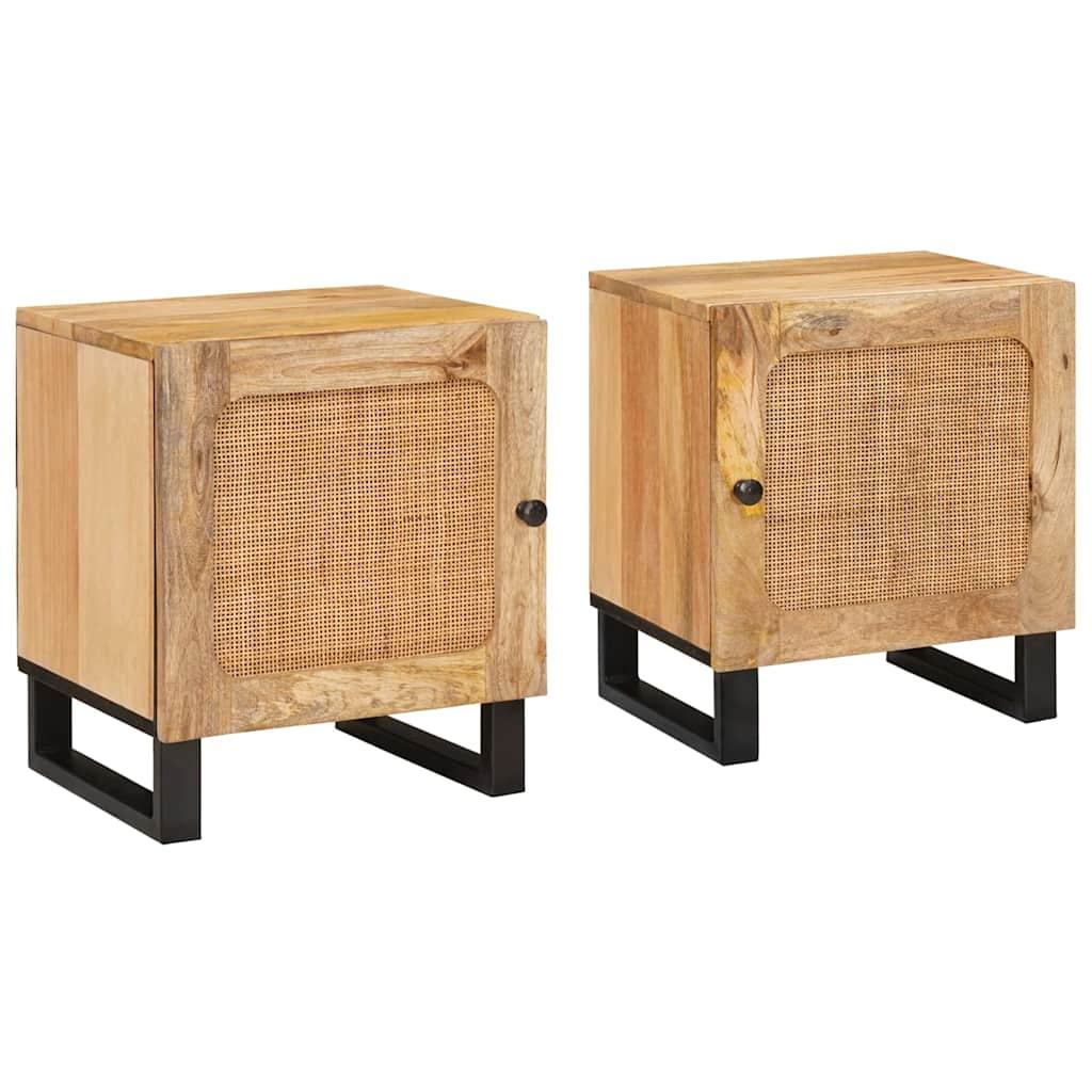 Natskab 2 stk Naturfarvet 40 x 33,5 x 46 cm Massivt mangotræ billede