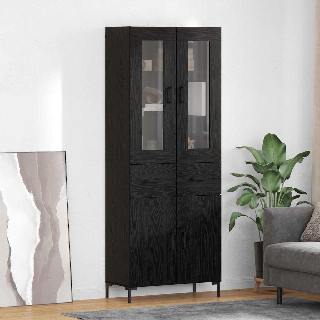 Highboard 2 stk Sort eg 69,5 x 34 x 180 cm Konstrueret træ billede