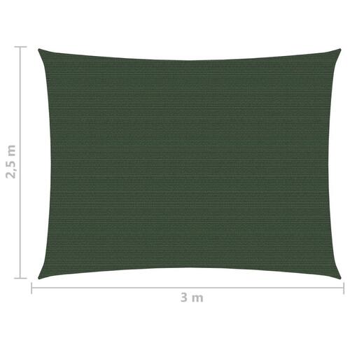 Solsejl 2,5x3 m 160 g/m² HDPE mørkegrøn