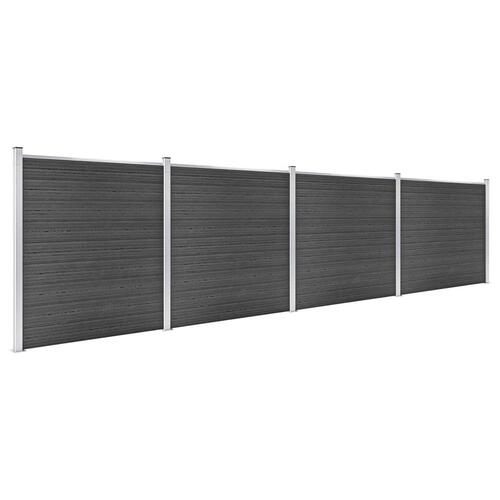 Hegnspanelsæt 699x186 cm WPC sort