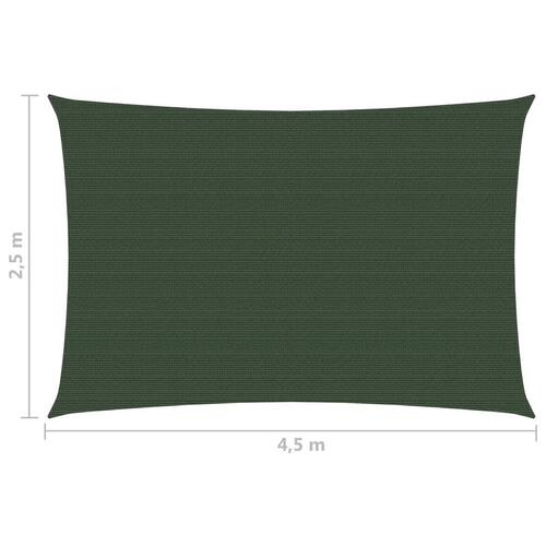 Solsejl 2,5x4,5 m 160 g/m² HDPE mørkegrøn
