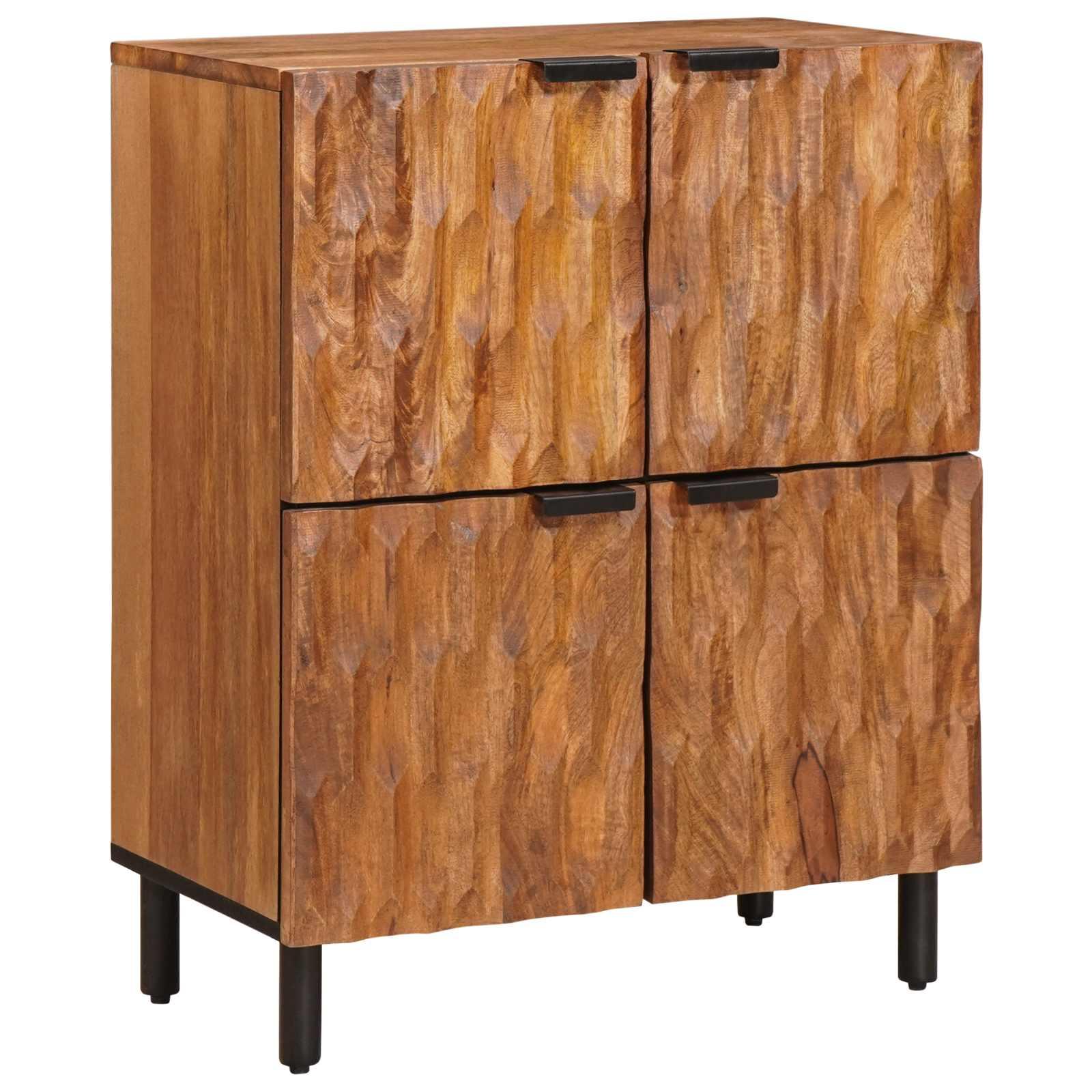 Sidebord Geometrisk Acacia Brun Finish billede