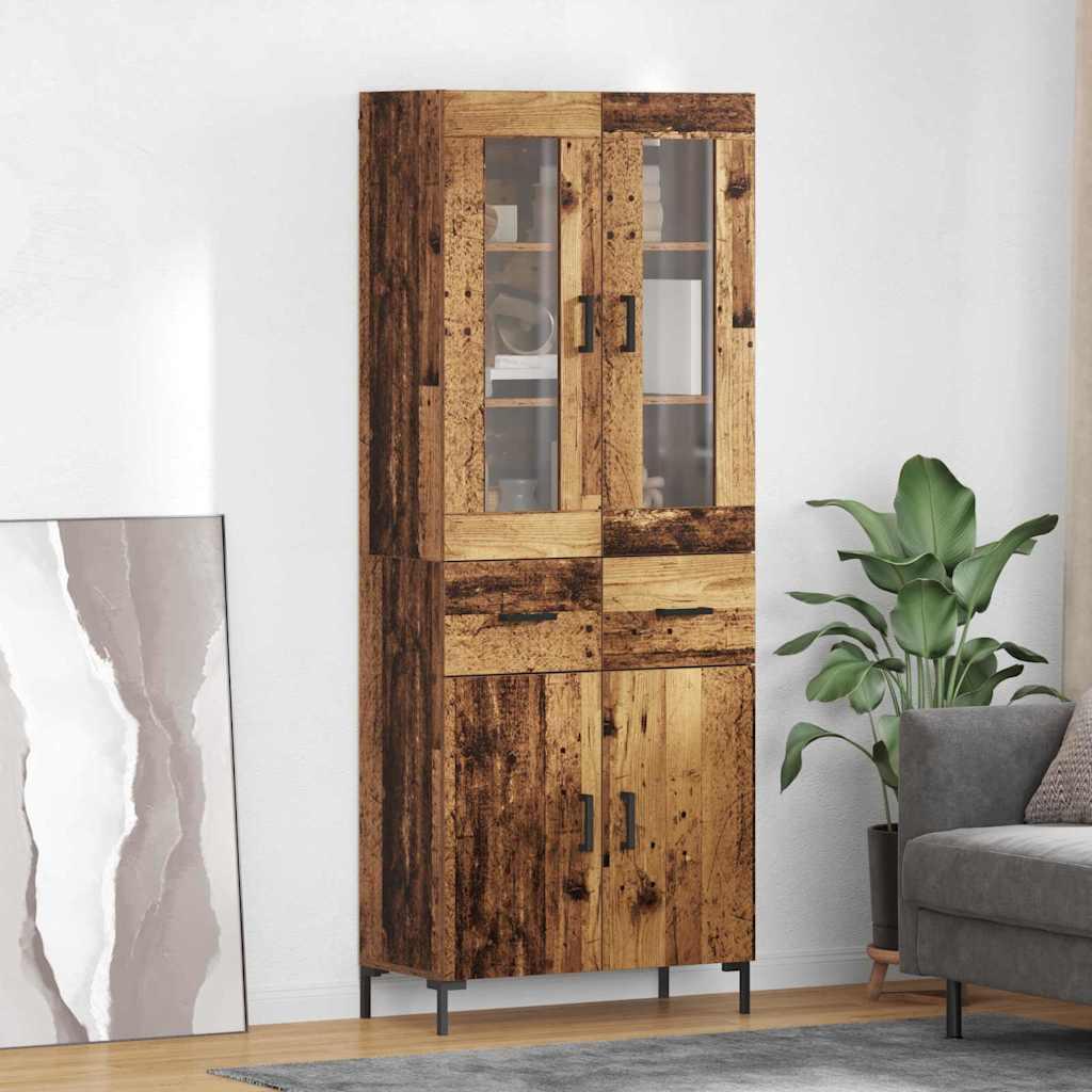 Highboard 2 stk Gammelt træ 69,5 x 34 x 180 cm Konstrueret træ billede