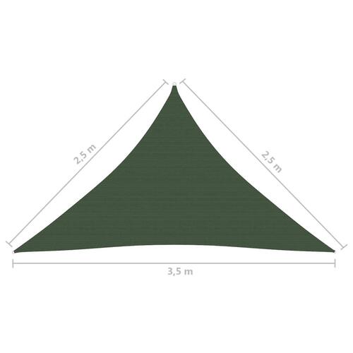 Solsejl 2,5x2,5x3,5 m 160 g/m² HDPE mørkegrøn
