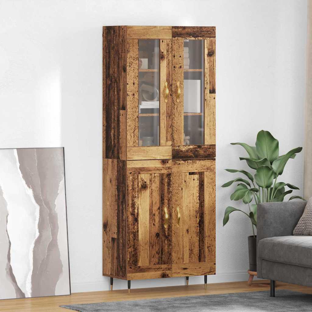 Highboard 2 stk Gammelt træ 69,5 x 34 x 180 cm Konstrueret træ billede