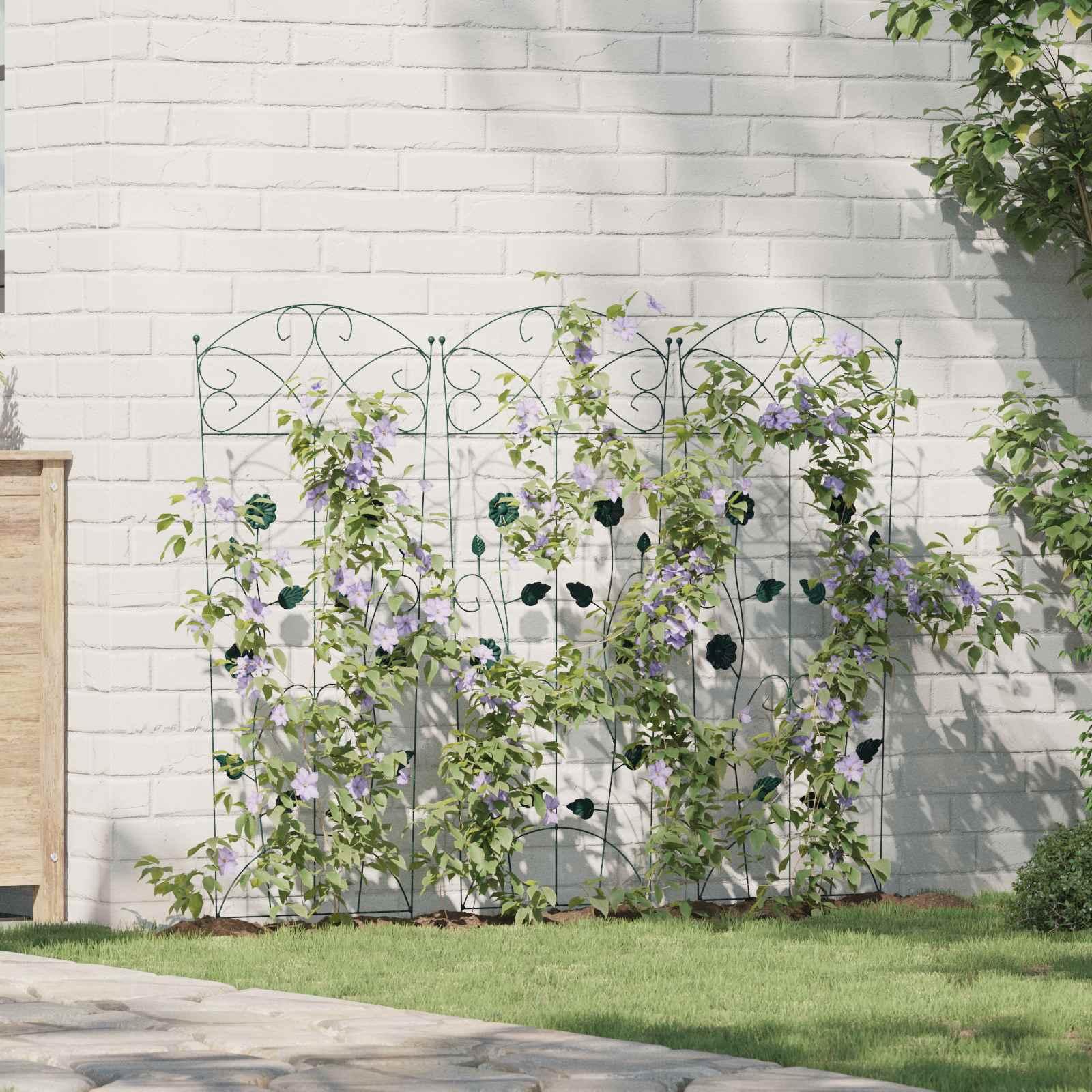 Havehegn Espalier 3 stk Grøn 112 x 40 cm Stål billede