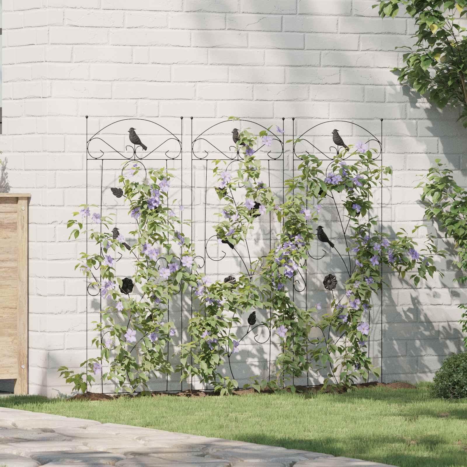 Havehegn Espalier 3 stk Sort 112 x 40 cm Stål billede