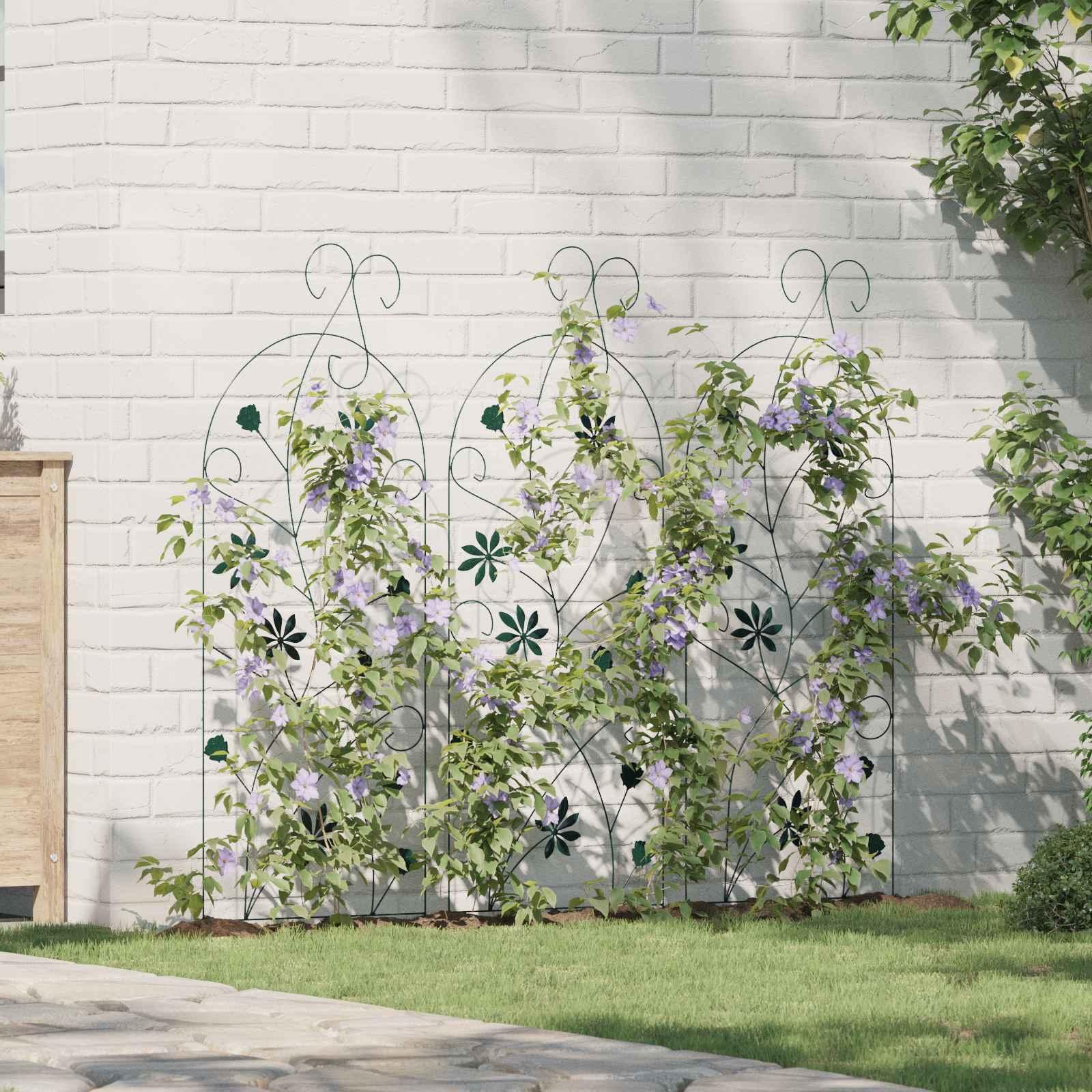 Havehegn Espalier 3 stk Grøn 112 x 40 cm Stål billede