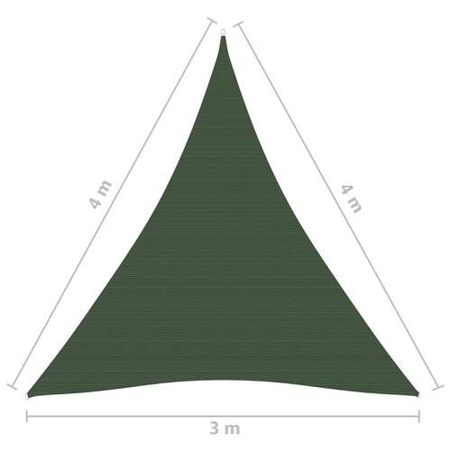 Solsejl 3x4x4 m 160 g/m² HDPE mørkegrøn
